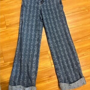 Pilcro The Austyn High Rise Cuffed Wide Leg Jeans - printed edition